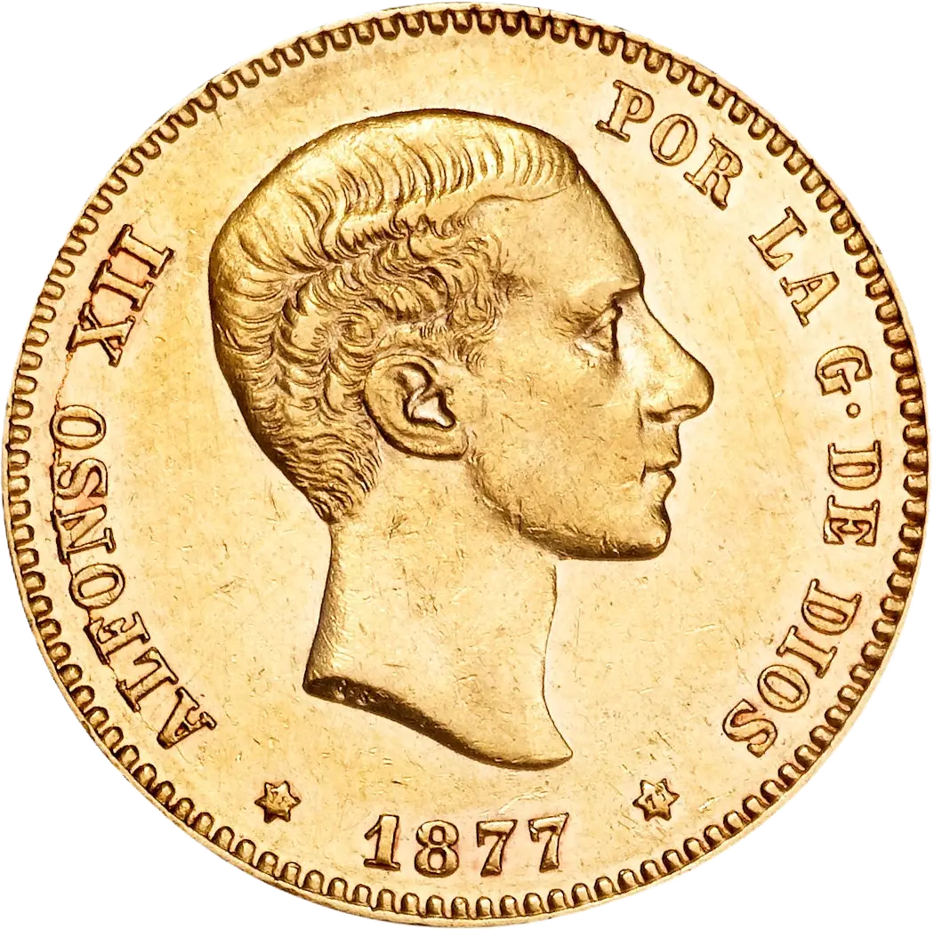 25 Pesetas 1880- Alfonso XII- Por la G de dios