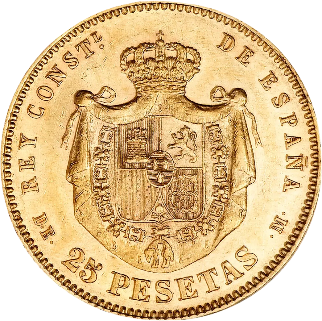 25 Pesetas 1880- Alfonso XII- Por la G de dios