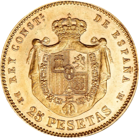 25 Pesetas 1880- Alfonso XII- Por la G de dios