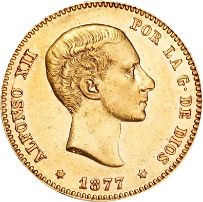25 Pesetas 1880- Alfonso XII- Por la G de dios